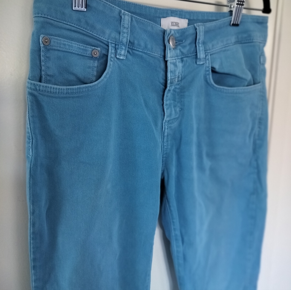Closed Jeans Made In Italy Baker Skinny Turquoise Size 28 - Picture 2 of 7